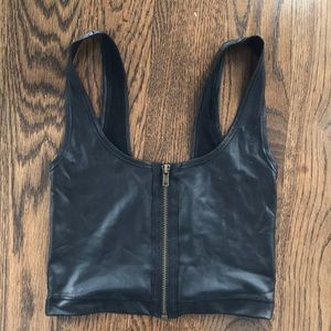 Leather Zipper Crop Top